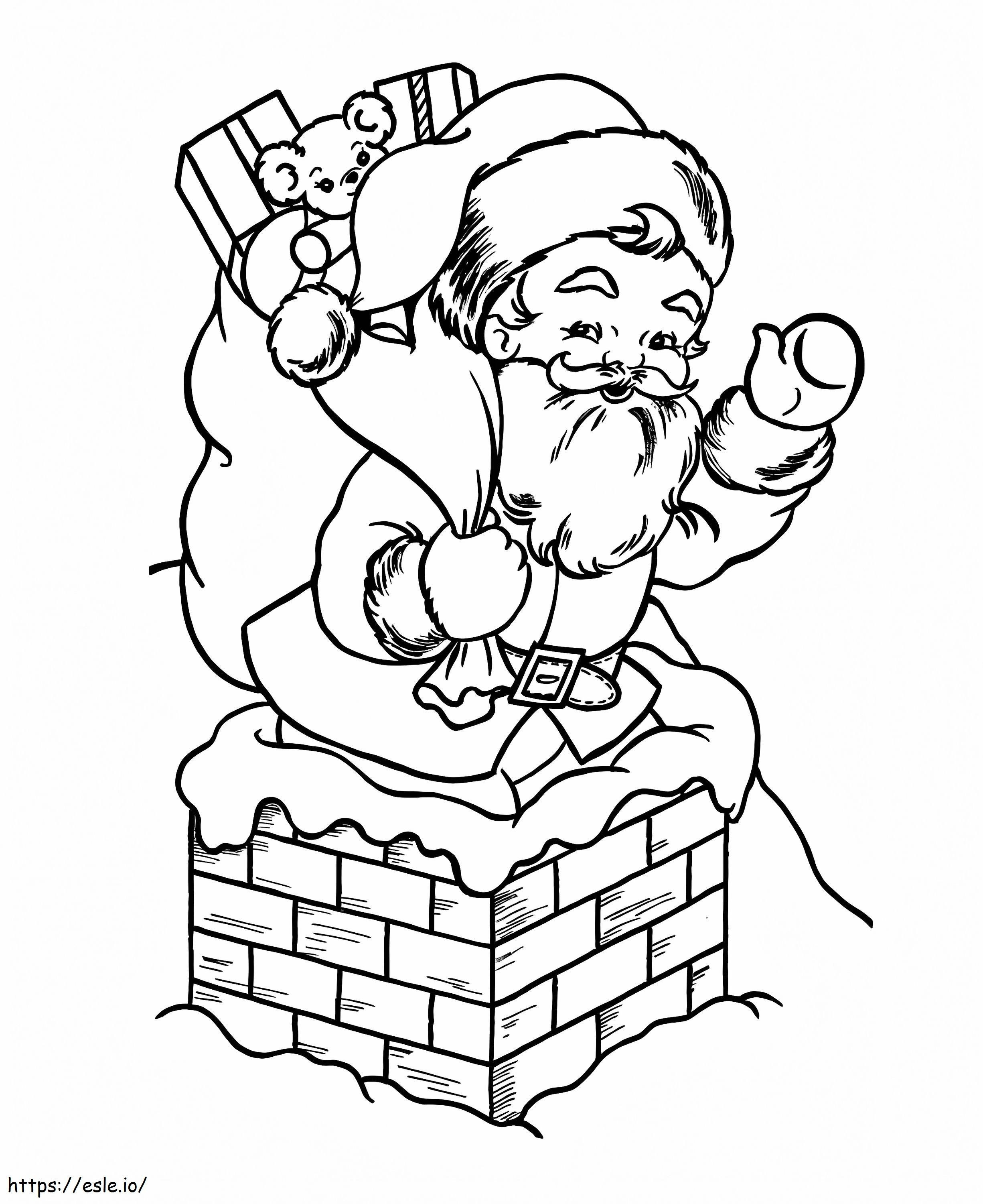 Coloriage Père Noël agitant la main à imprimer dessin