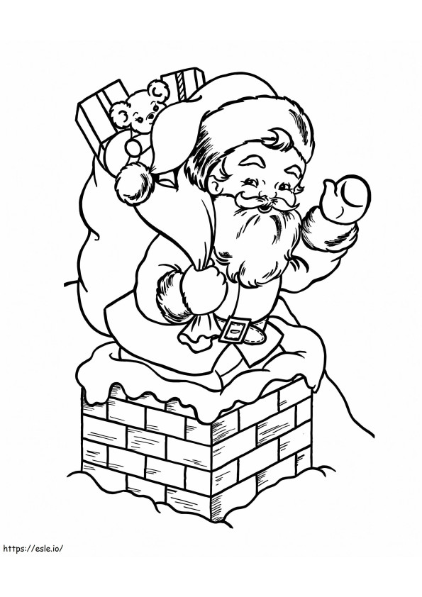 Coloriage Père Noël agitant la main à imprimer dessin