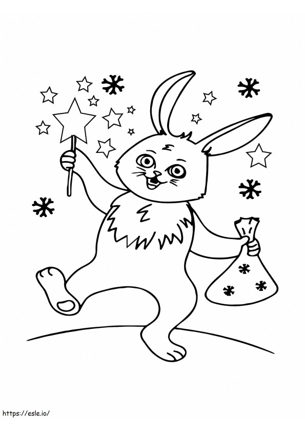 Coloriage Joyeux lapin de Noël à imprimer dessin