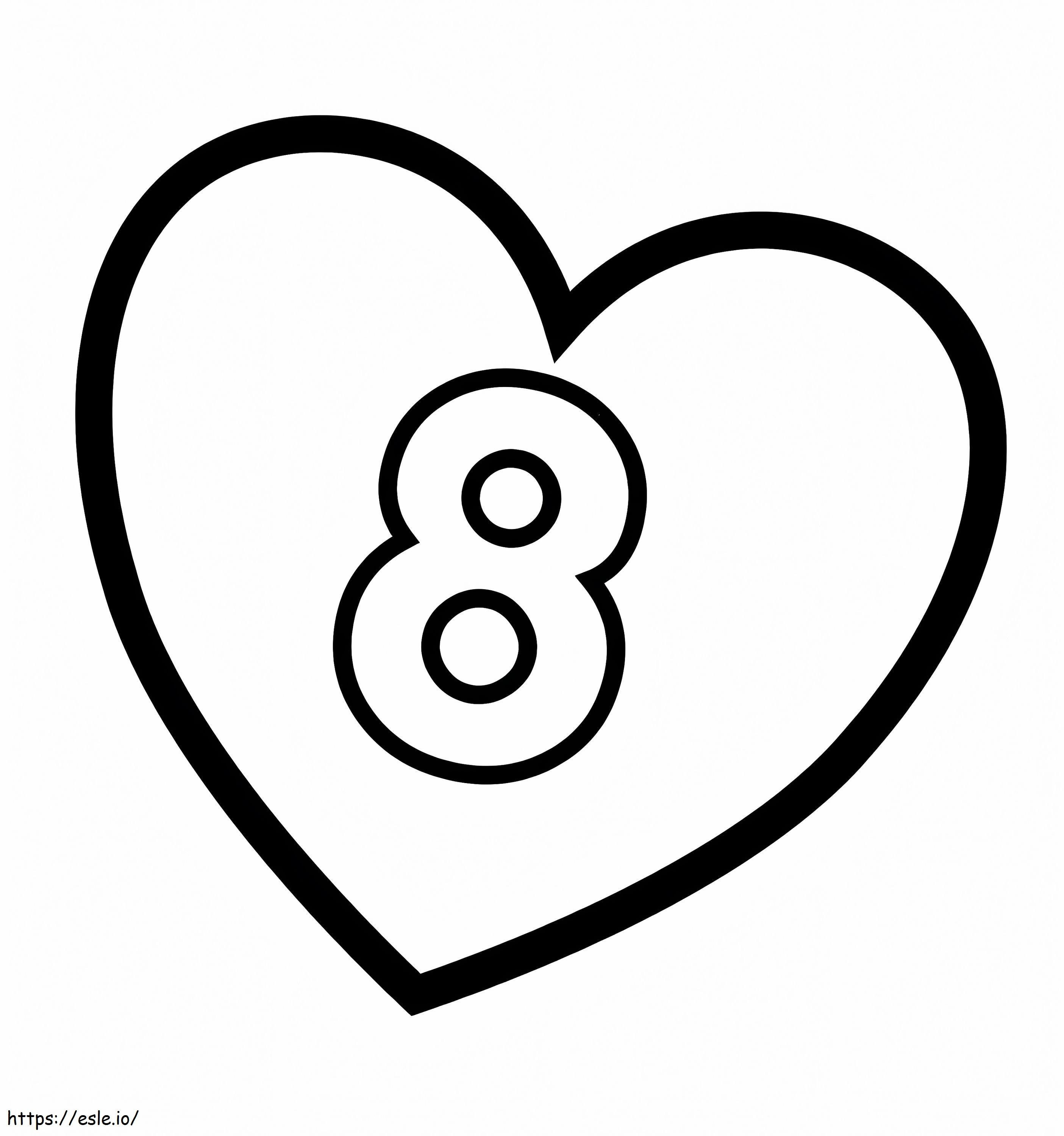 Numer 8 w sercu kolorowanka