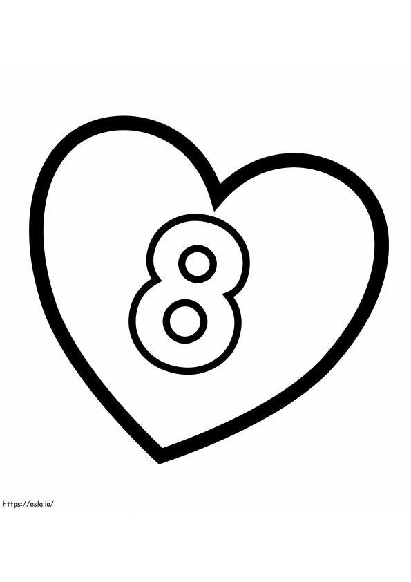 Number 8 In Heart coloring page