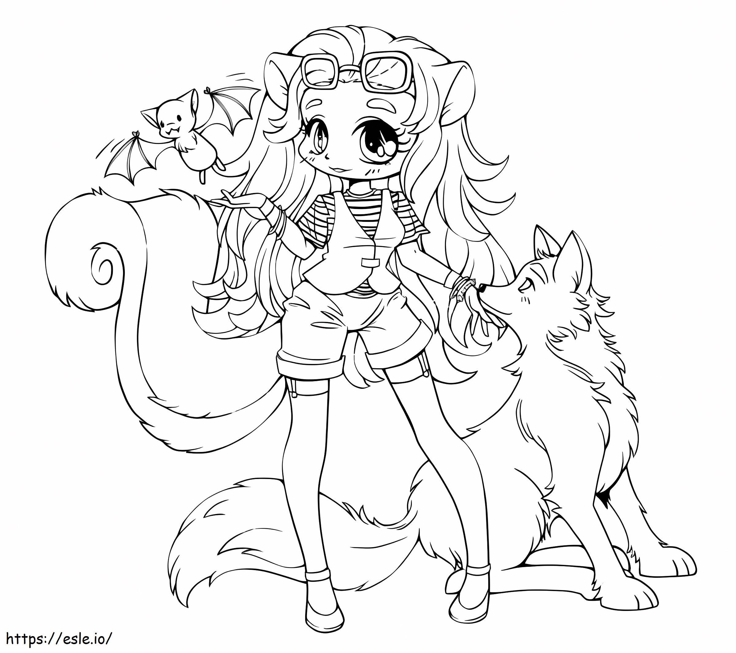 Wolf Wolf And Bat coloring page