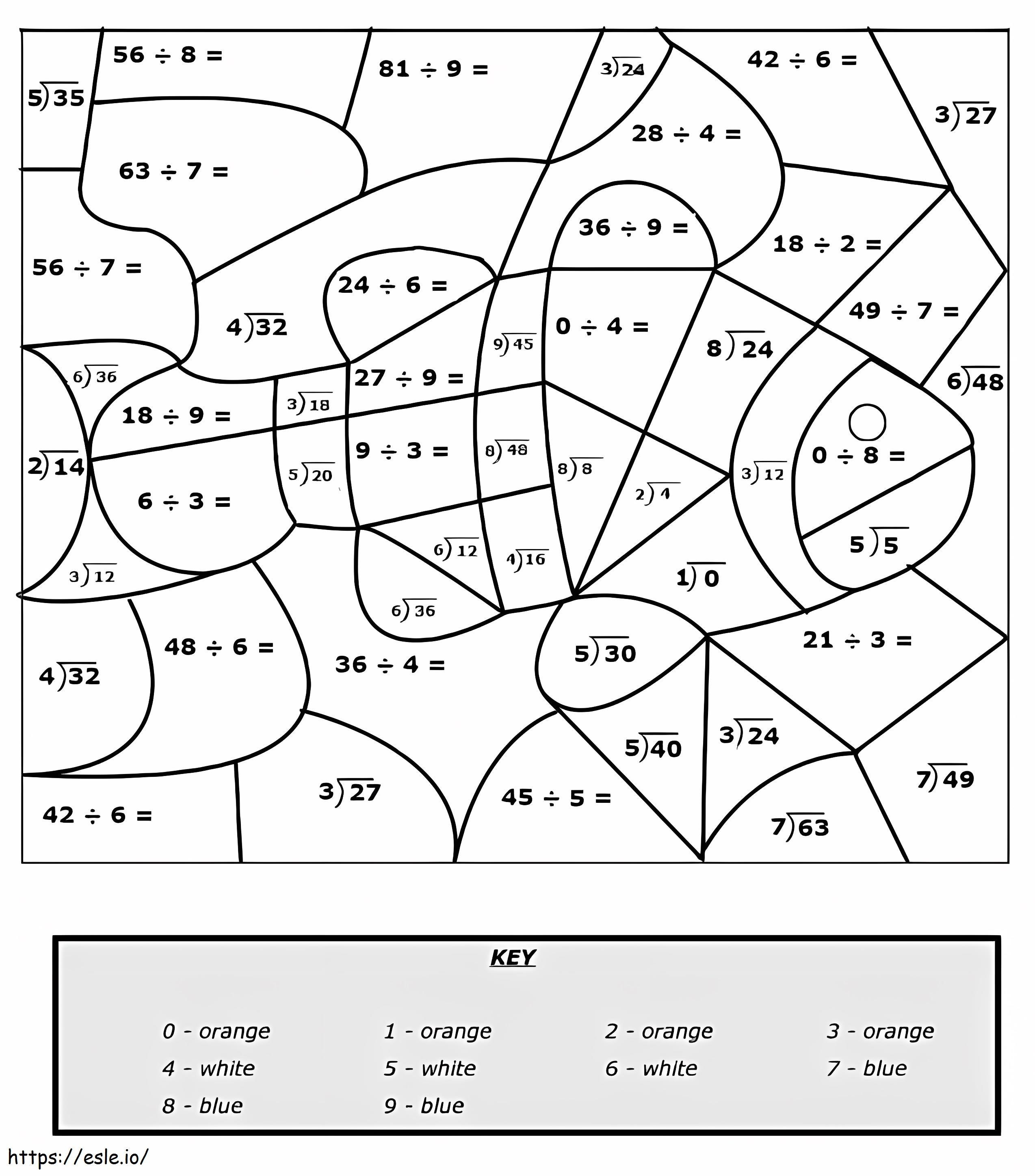 Division Color By Number Worksheet coloring page