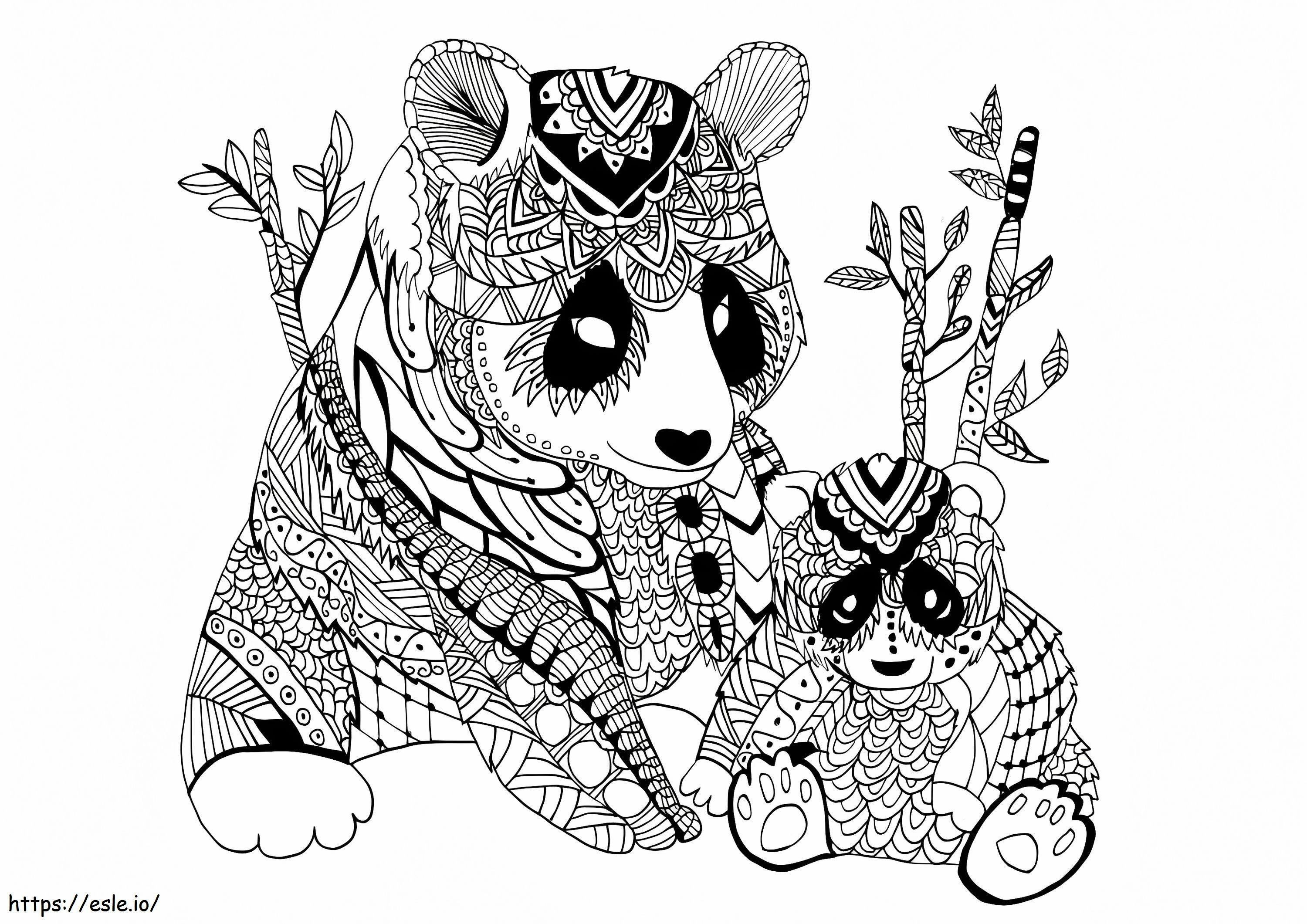 Panda Zentangle värityskuva