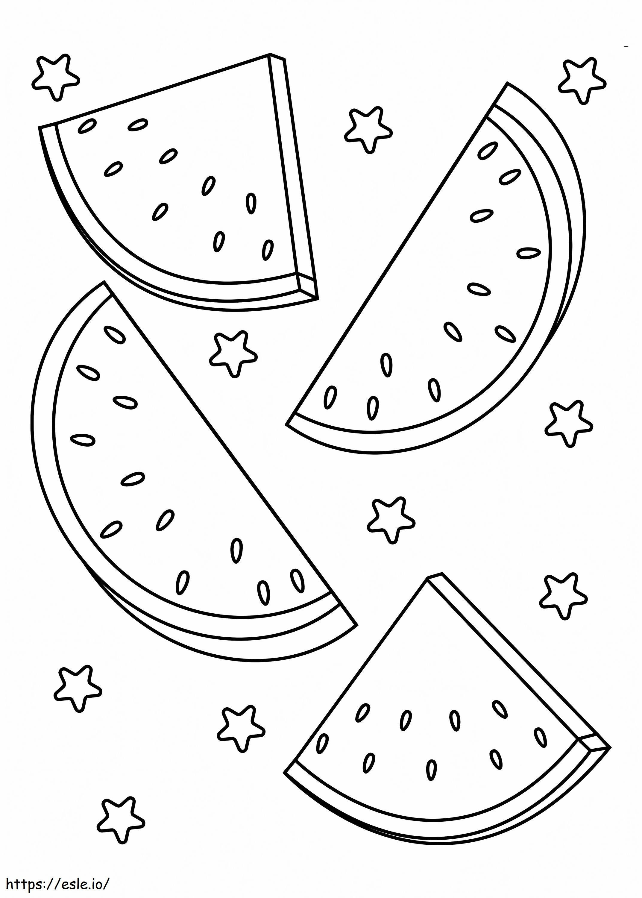 Four Slices Of Watermelon coloring page