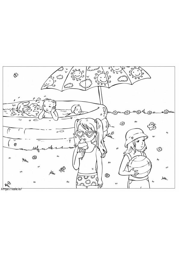 Kids In Swimming Pool coloring page
