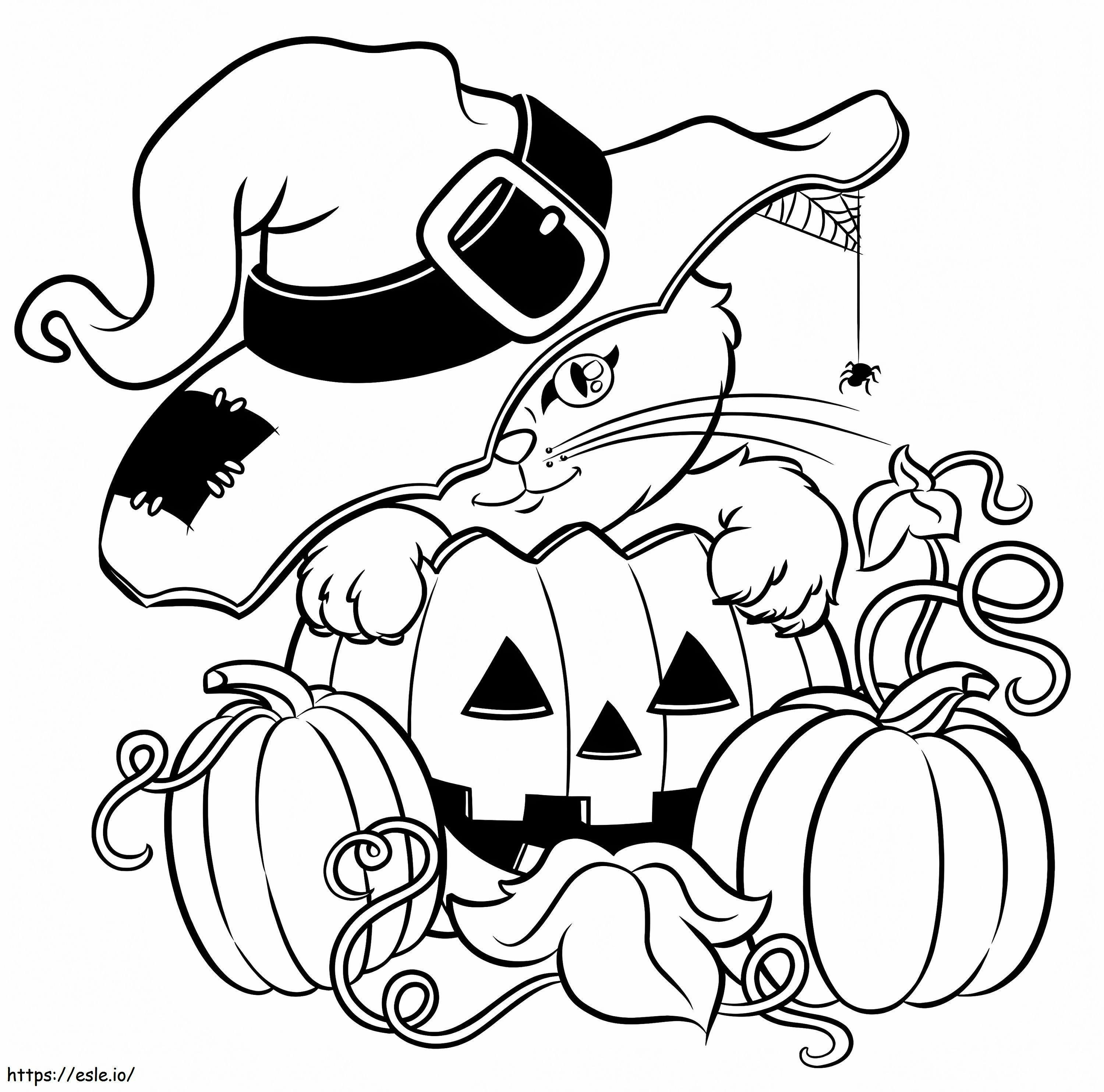 Coloriage 1532663756 Chat Halloween A4 à imprimer dessin