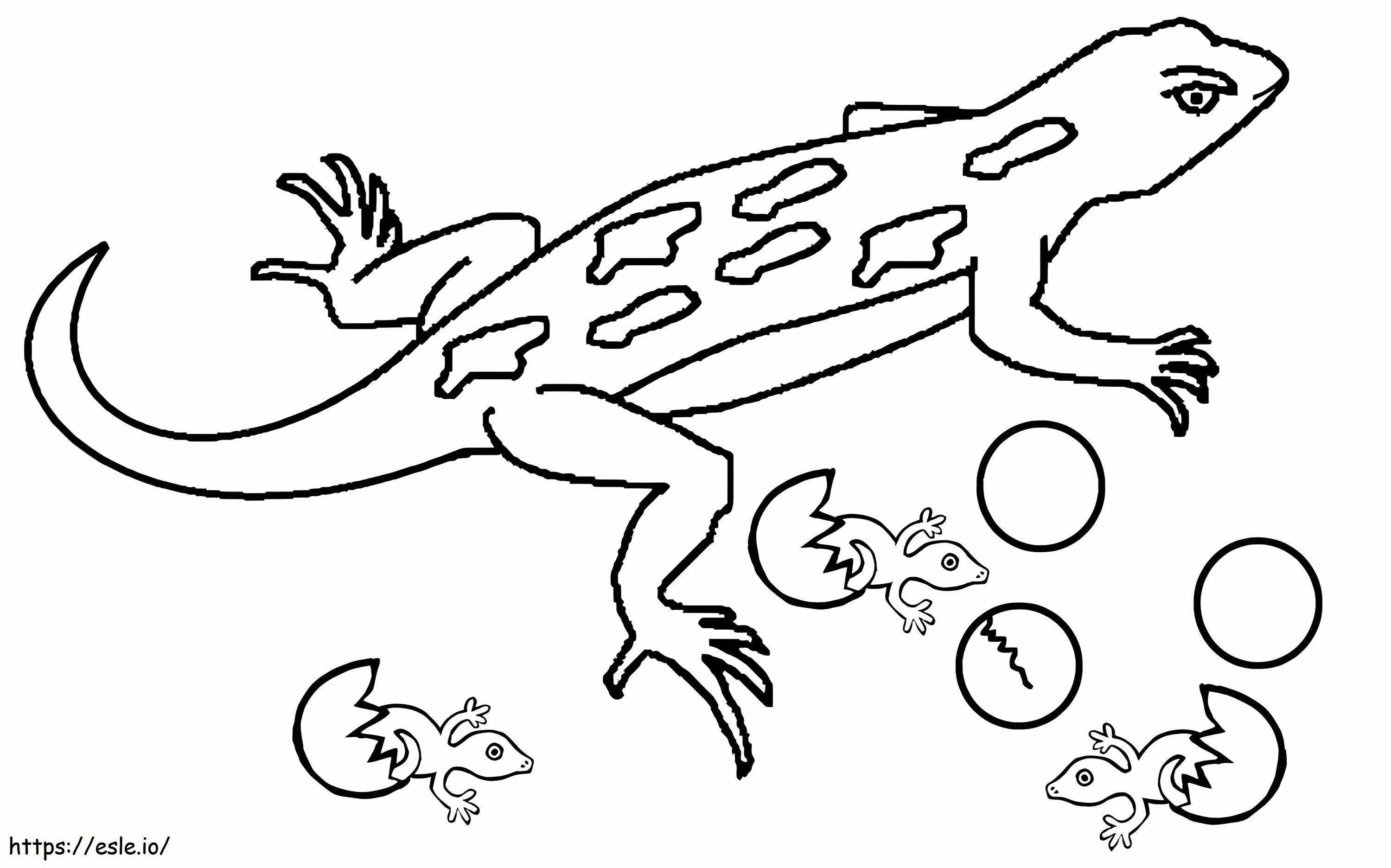 Coloriage Geckos et enfants à imprimer dessin