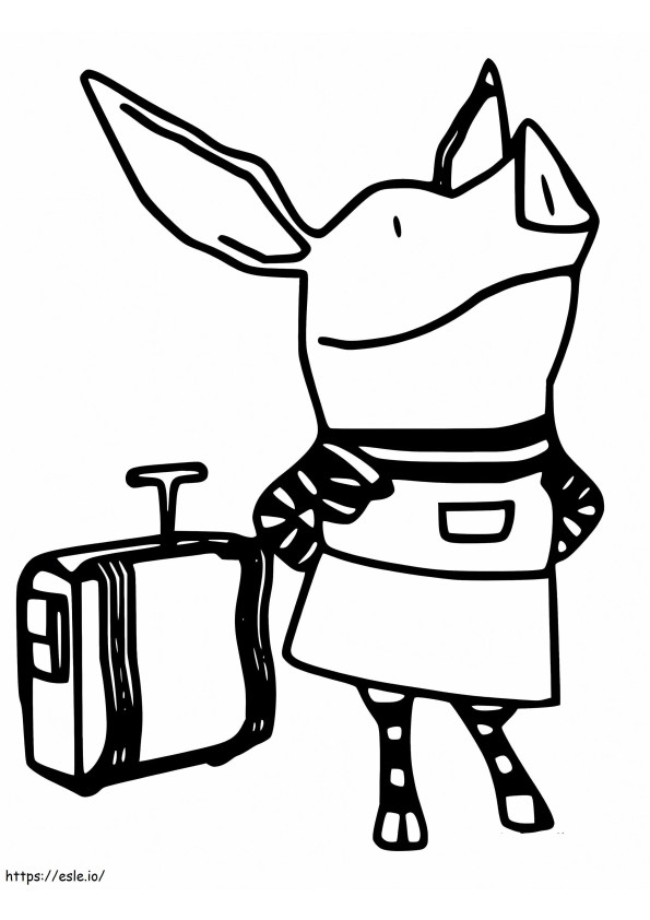 Olivia And Suitcase coloring page
