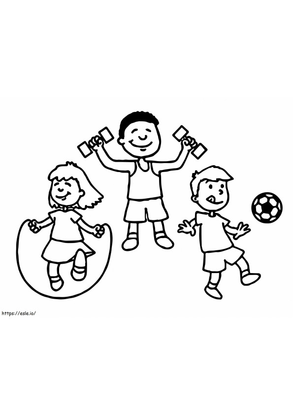 Coloriage Enfants faisant du sport à imprimer dessin