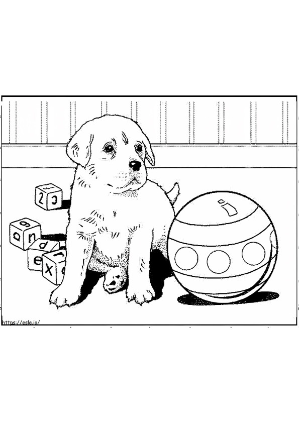 Puppy And A Ball coloring page