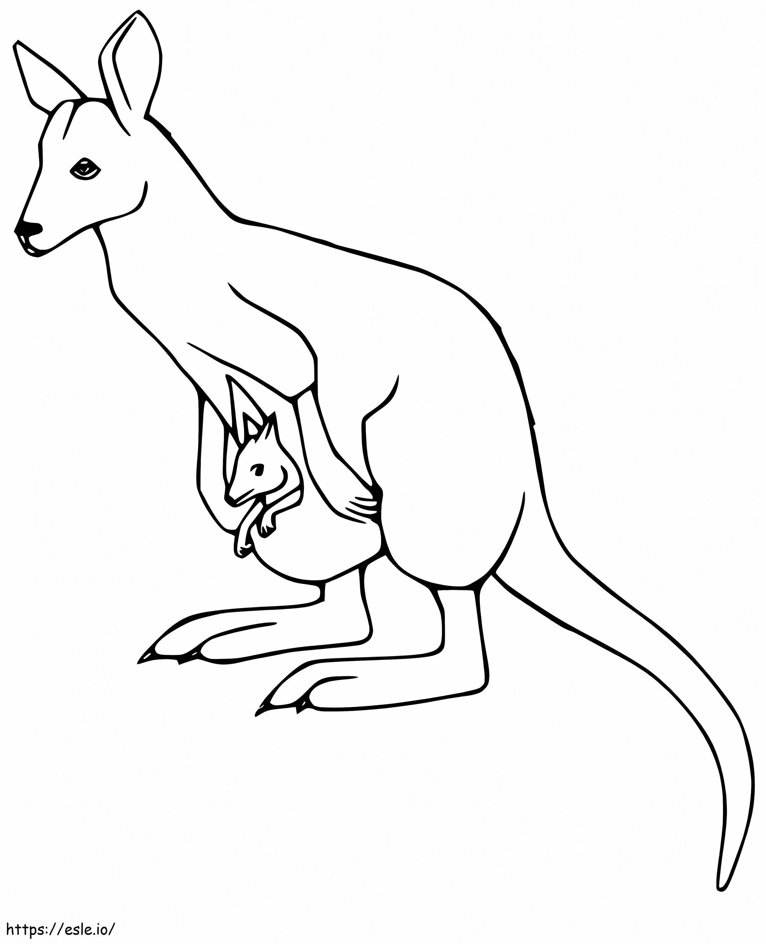 Wallaby With Baby coloring page