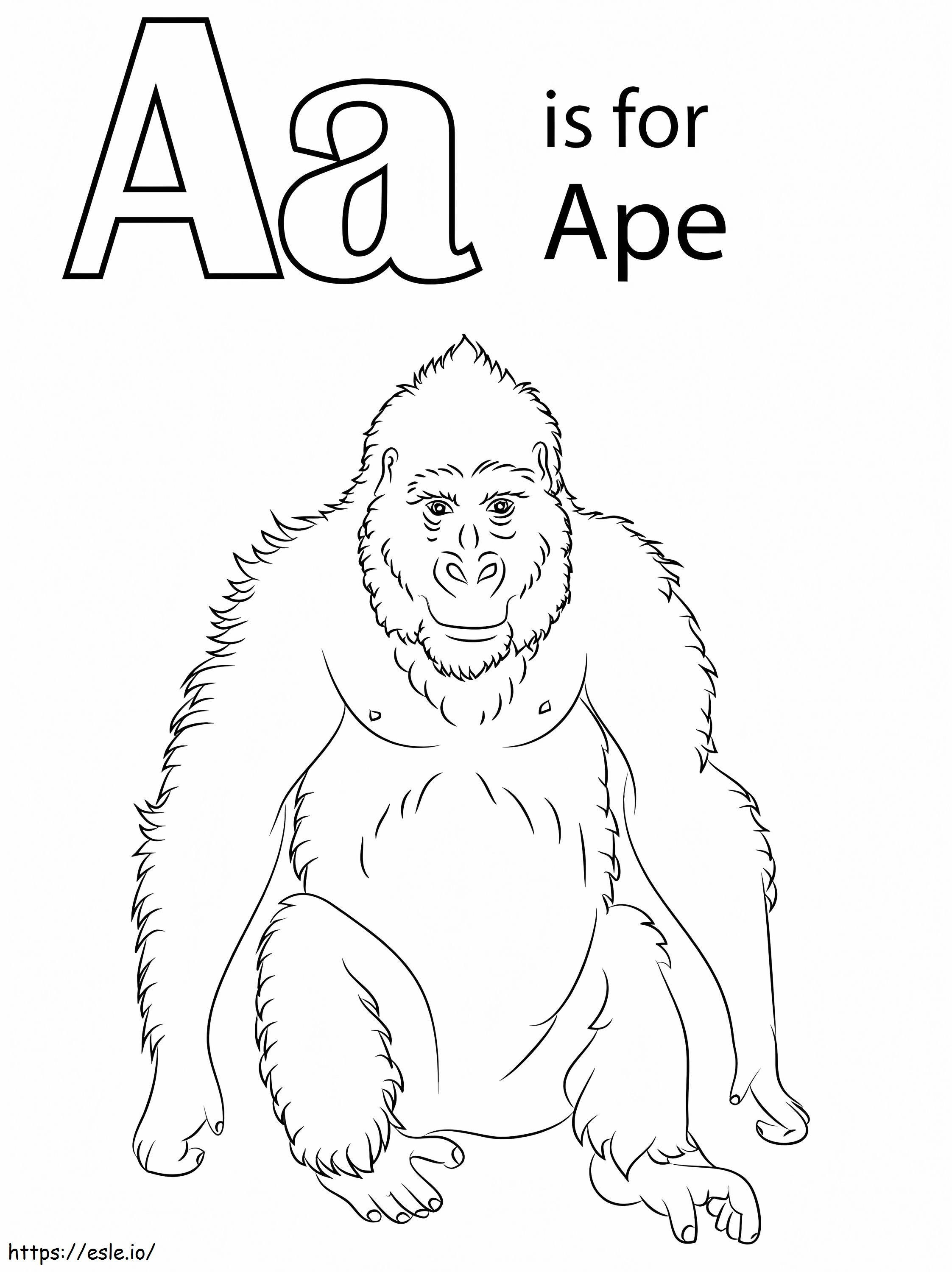 Apinan kirjain A 1 värityskuva