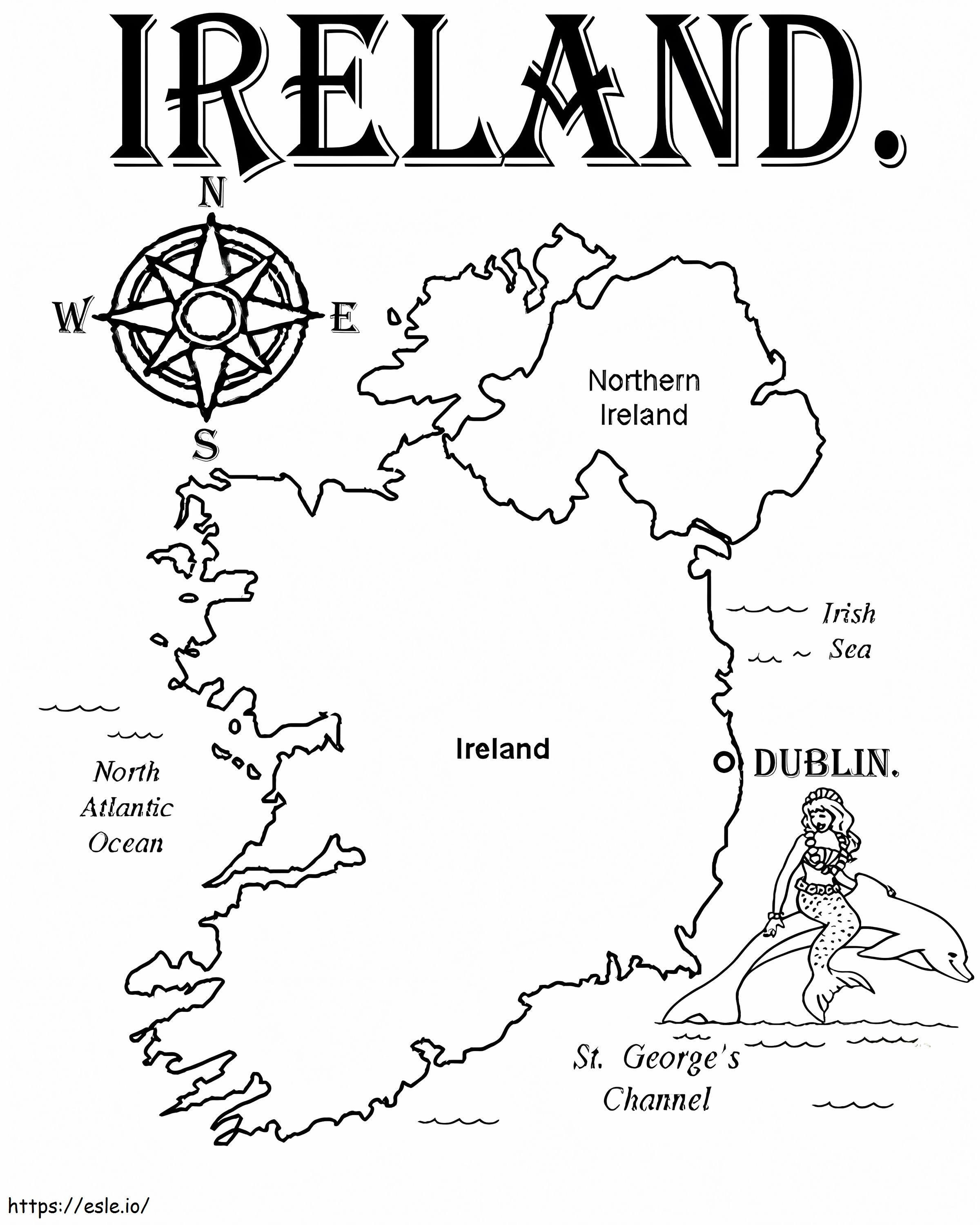 Coloriage Coloriage de la carte de l'Irlande à imprimer dessin