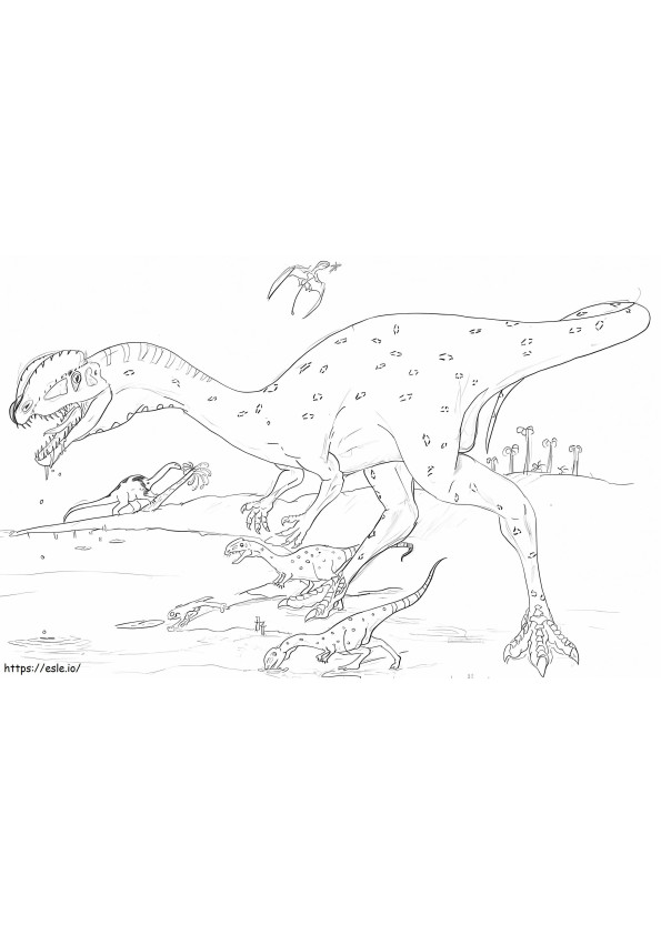 Dilophosaurus 9 Gambar Mewarnai