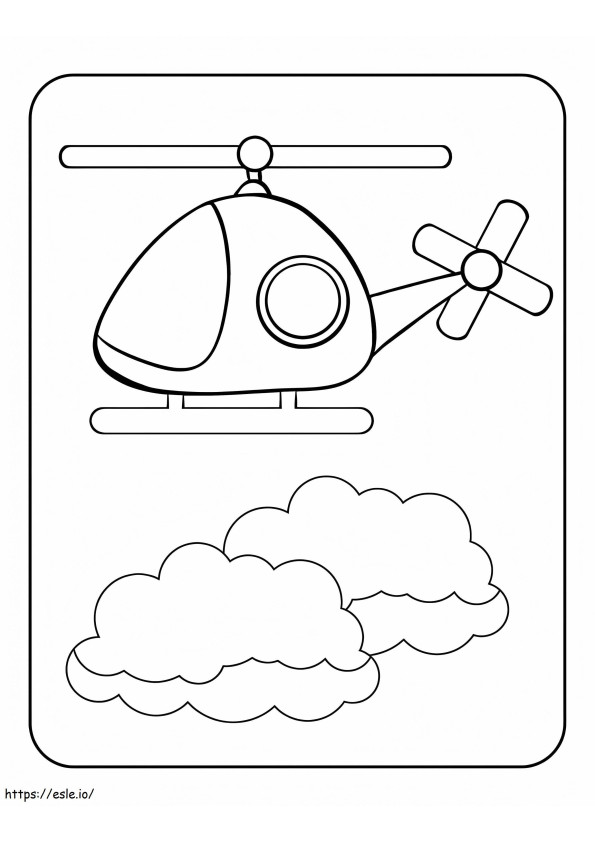 Coloriage Hélicoptère volant haut à imprimer dessin