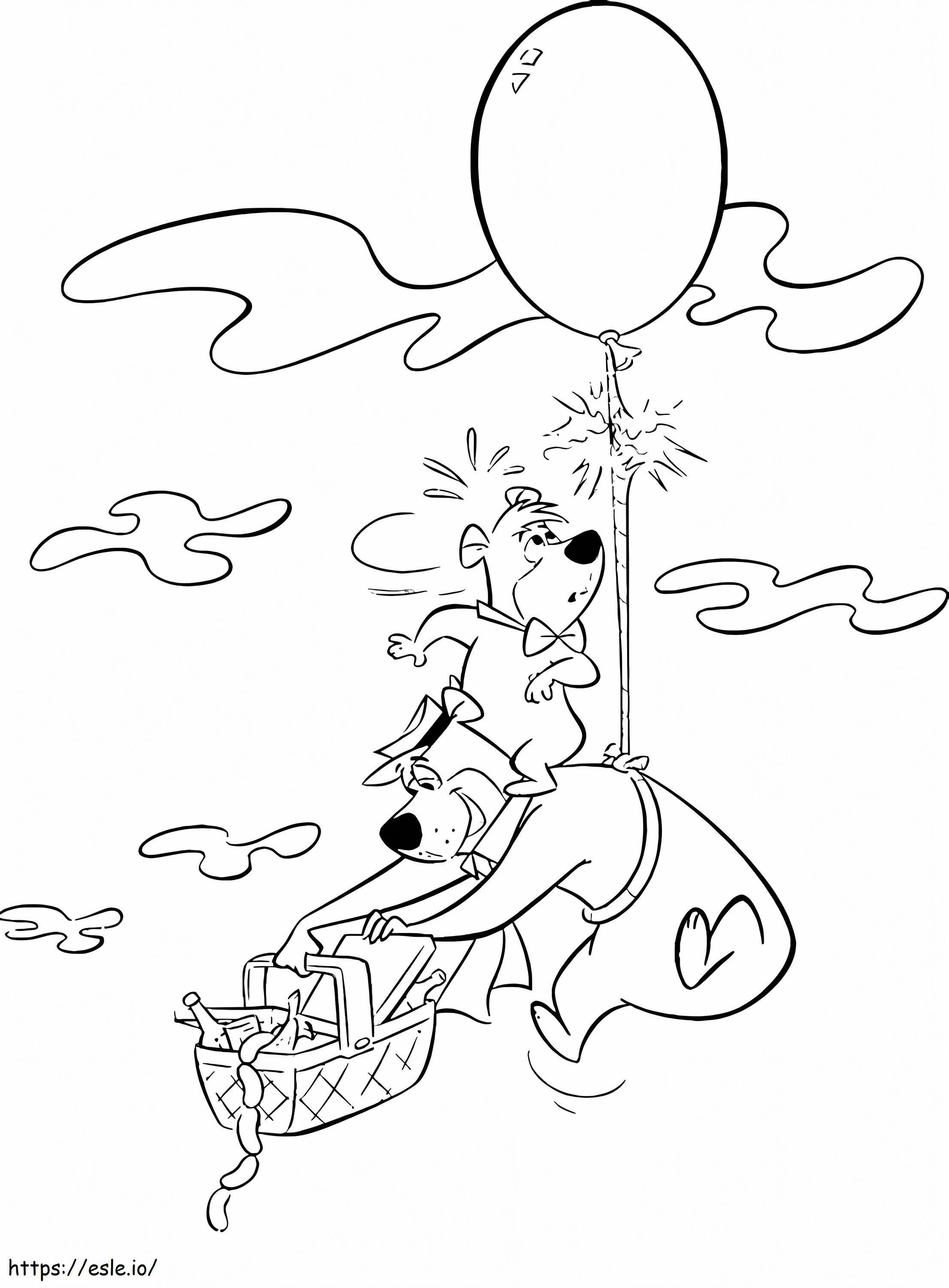 Yogi Bear Flying coloring page
