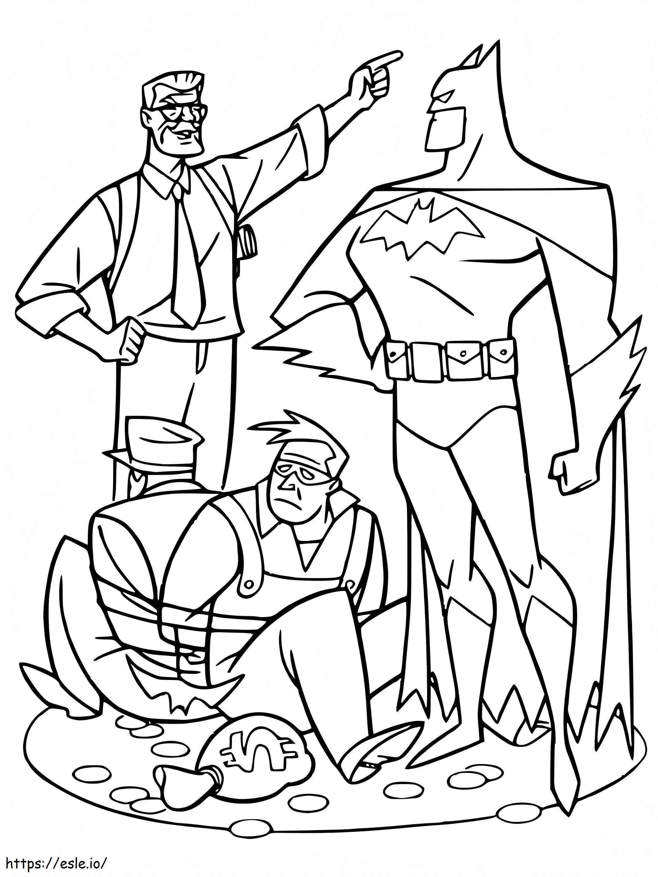 Coloriage Batman avec James Gordon à imprimer dessin