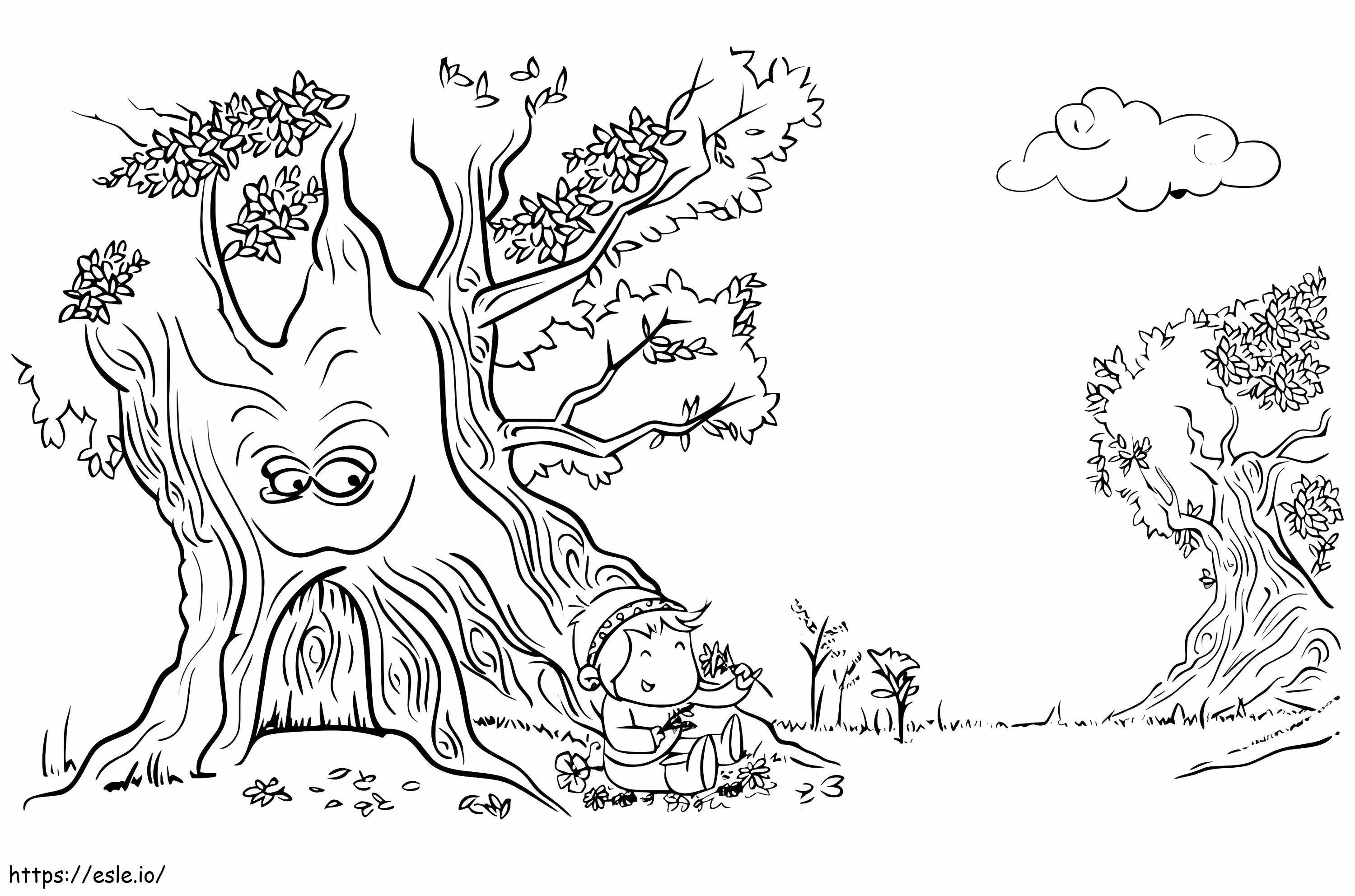 Drzewa Z Dziećmi kolorowanka