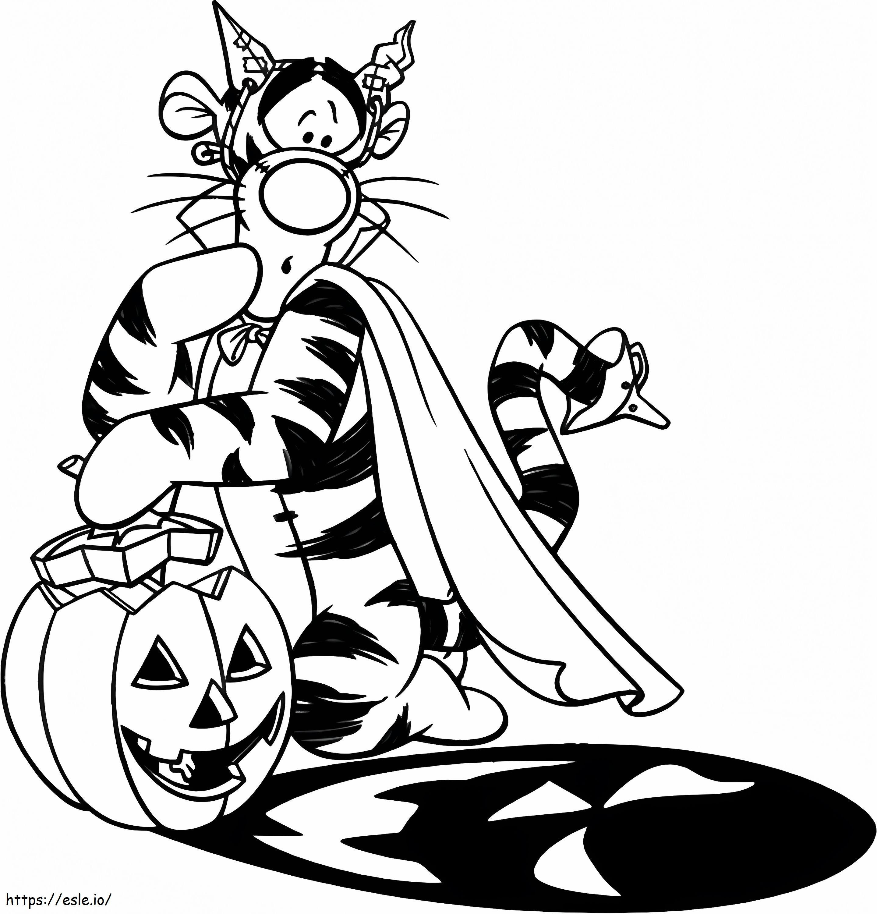 Tigrul de Halloween de colorat