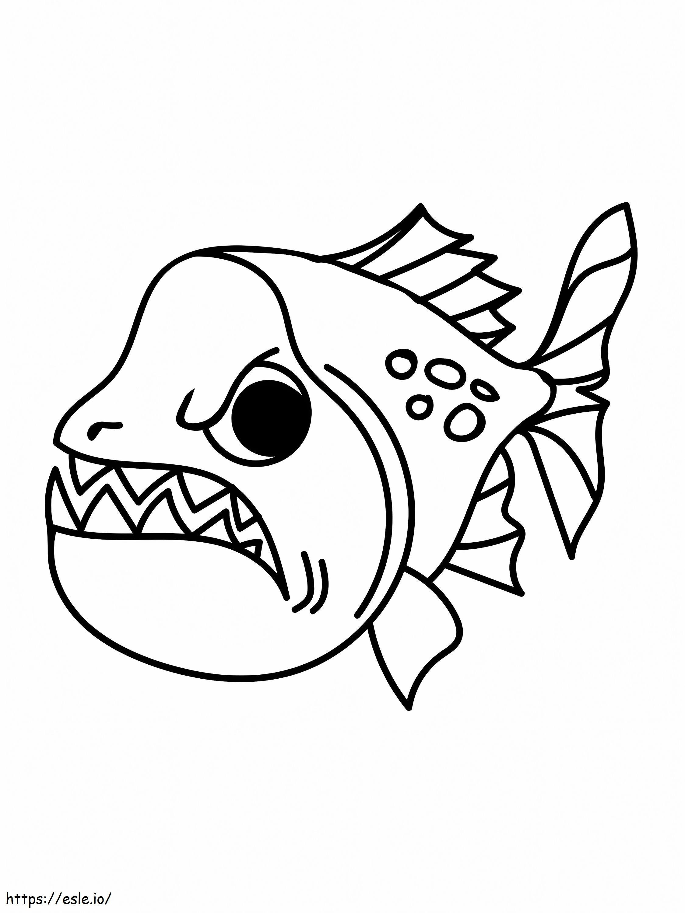 Coloriage Poisson Piranha en colère à imprimer dessin