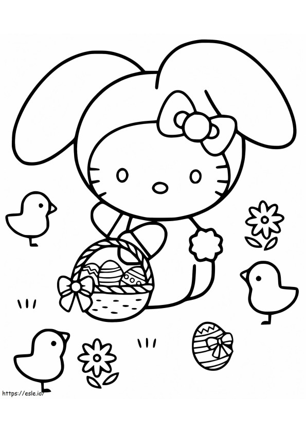 Coloriage Pâques Hello Kitty 1 à imprimer dessin