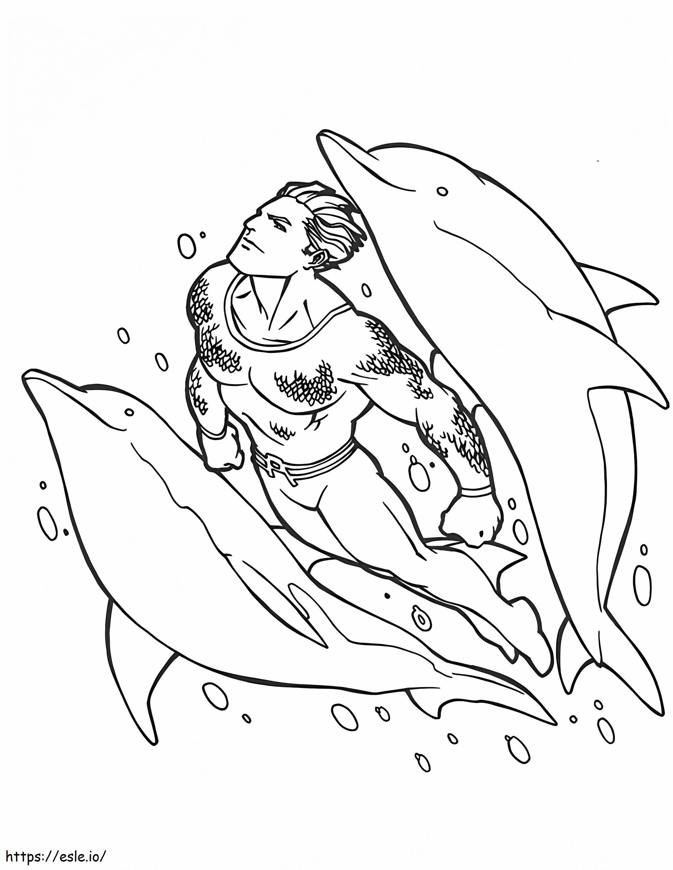 Coloriage Dauphins et Aquaman à imprimer dessin