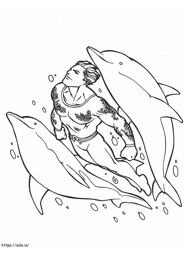 Delfinii și Aquaman de colorat