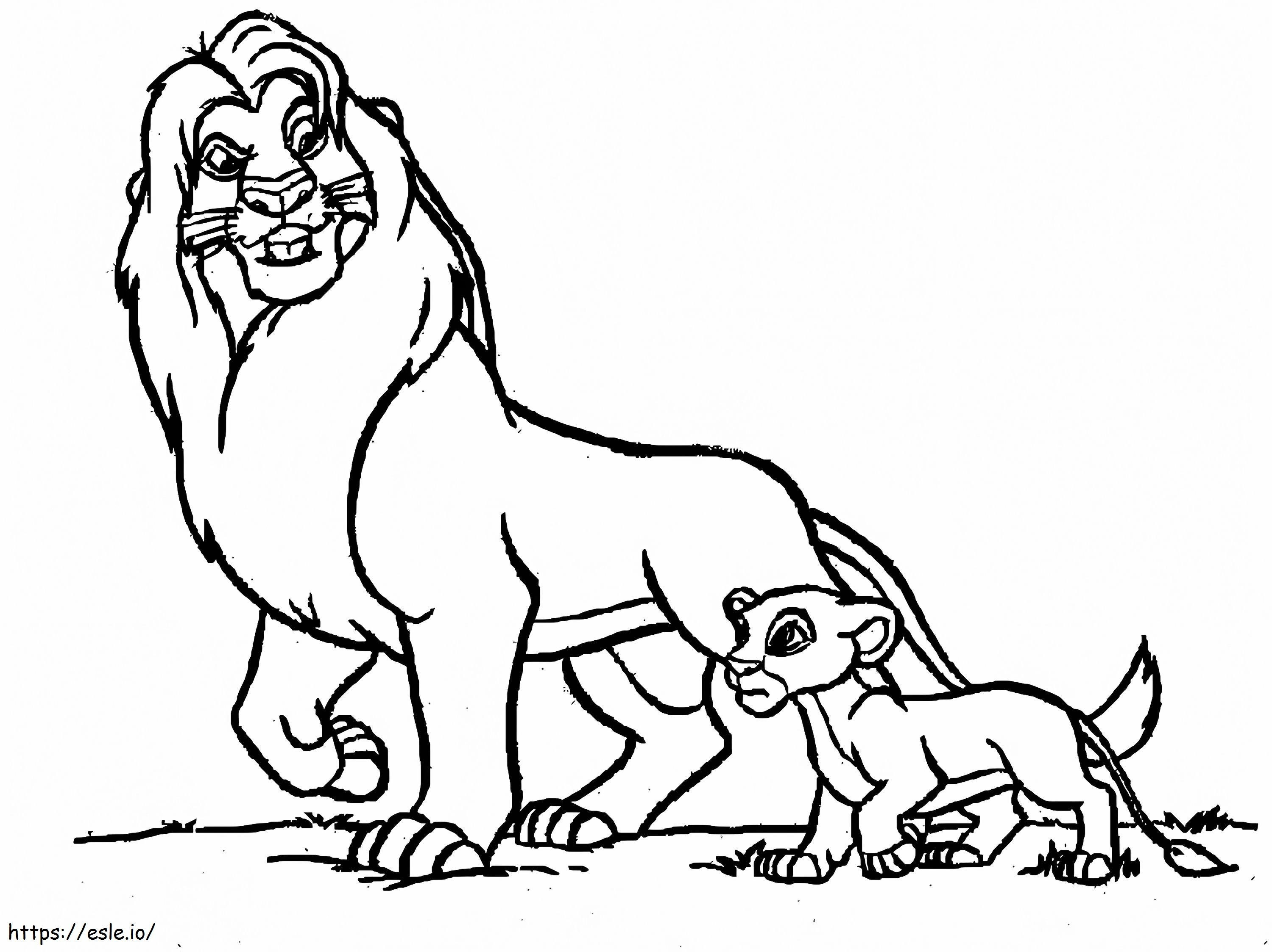 Coloriage Dessiner Mufasa et Simba à imprimer dessin