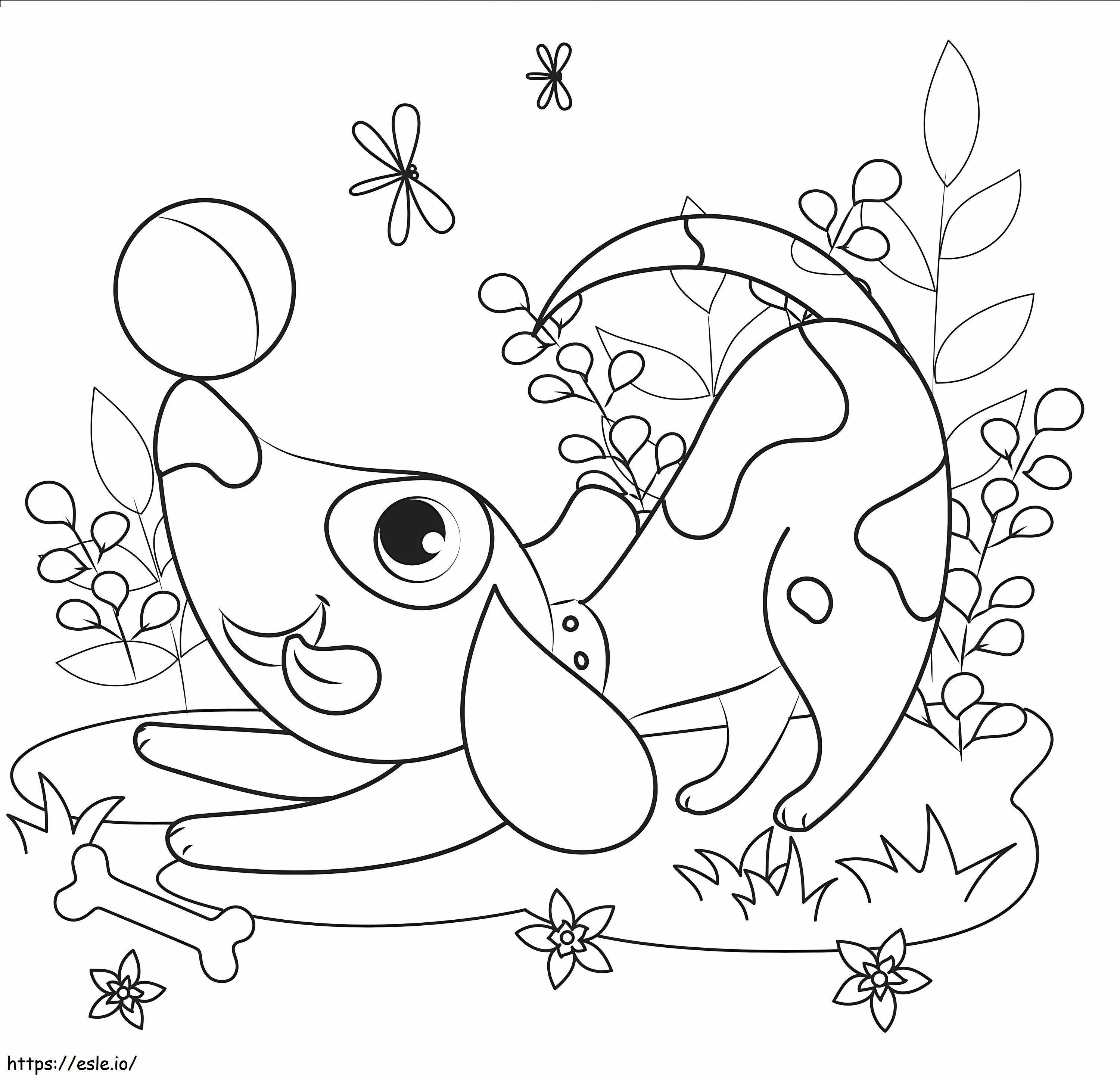 Funny Dog With Ball coloring page