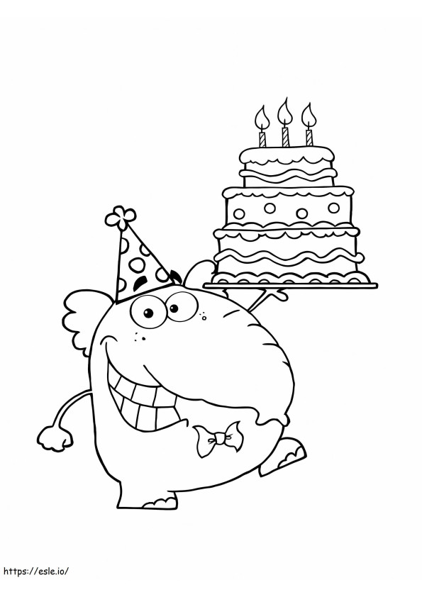 Happy Birthday With Elephant coloring page