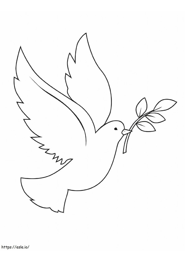 Coloriage Pigeon avec petite branche sur son bec à imprimer dessin