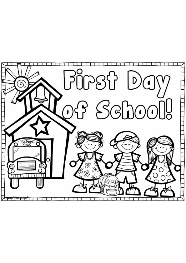 Prima zi de școală imprimabilă gratuit de colorat