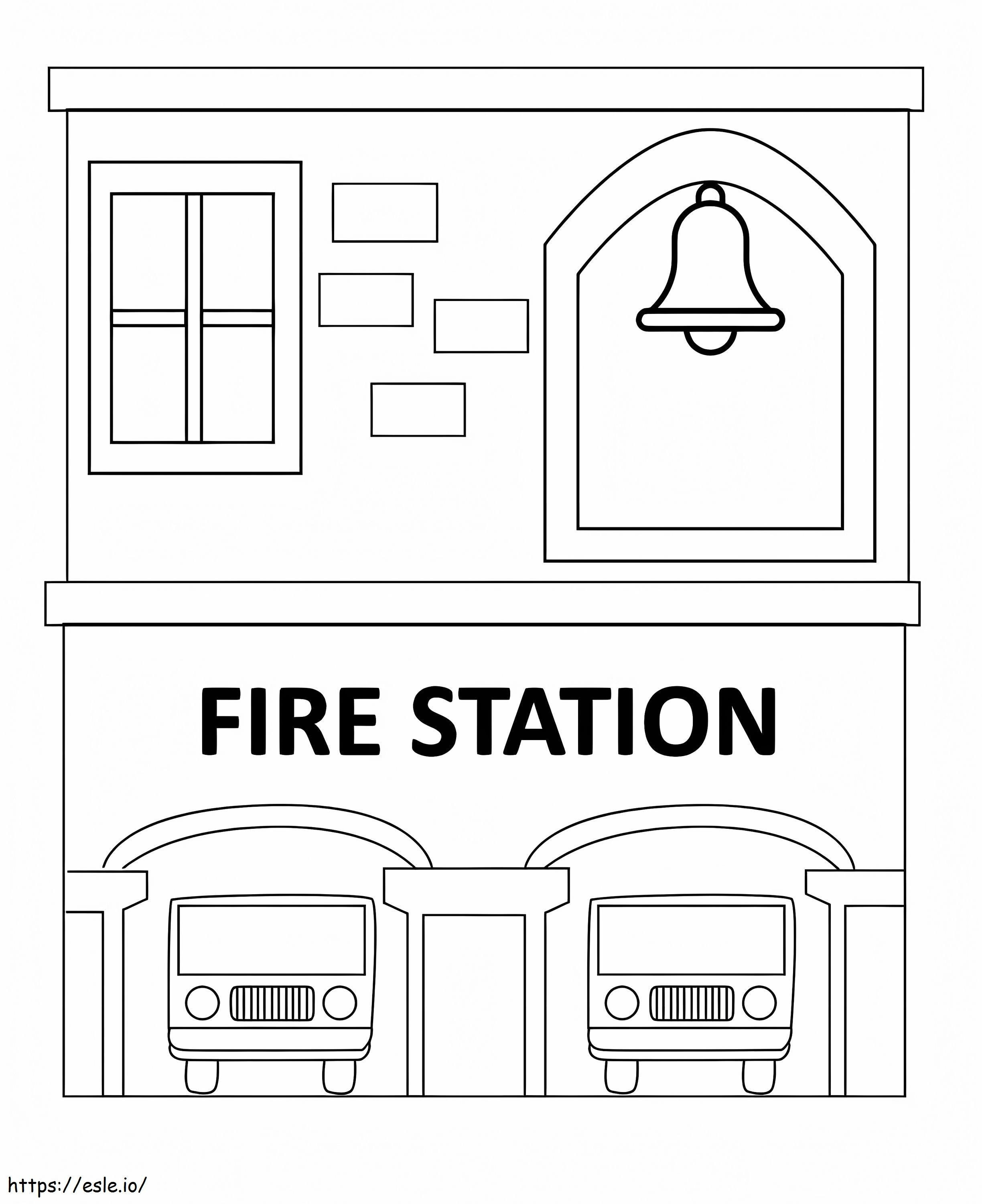 Coloriage Caserne de pompiers facile à imprimer dessin