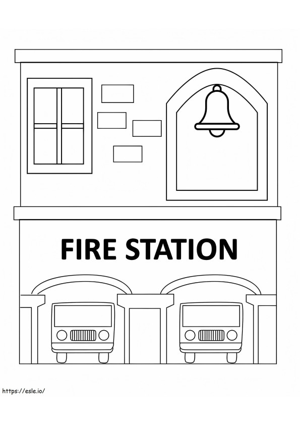 Estación de bomberos fácil para colorear