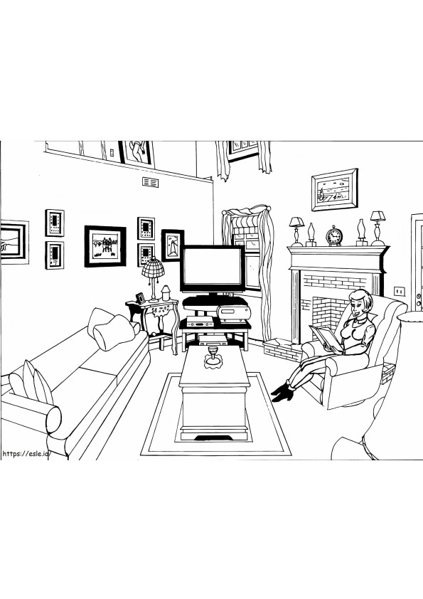 Lady In Living Room coloring page