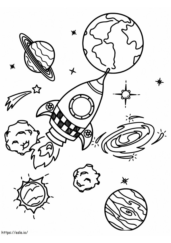 Awesome Rocket In Space coloring page