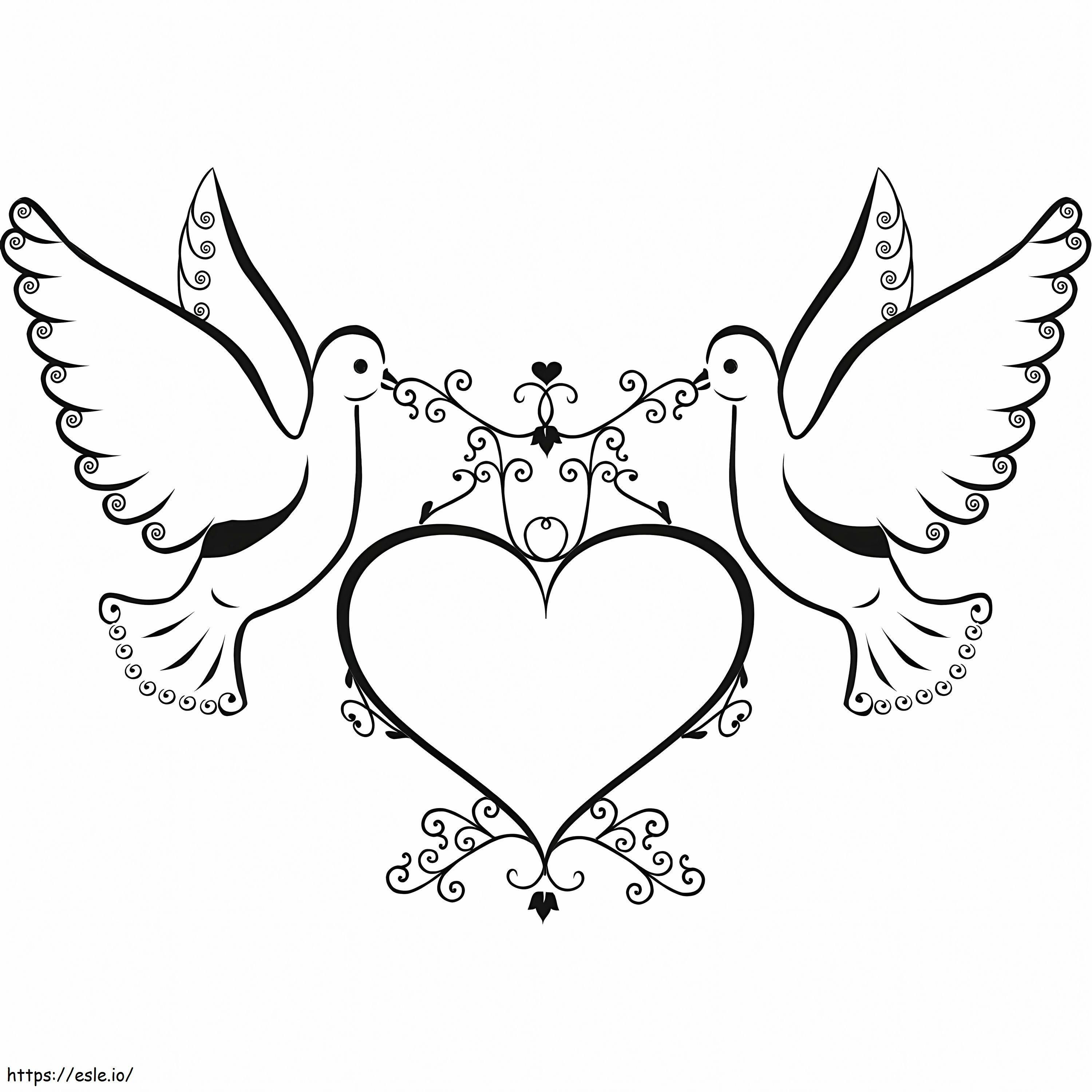 Dove With Heart coloring page