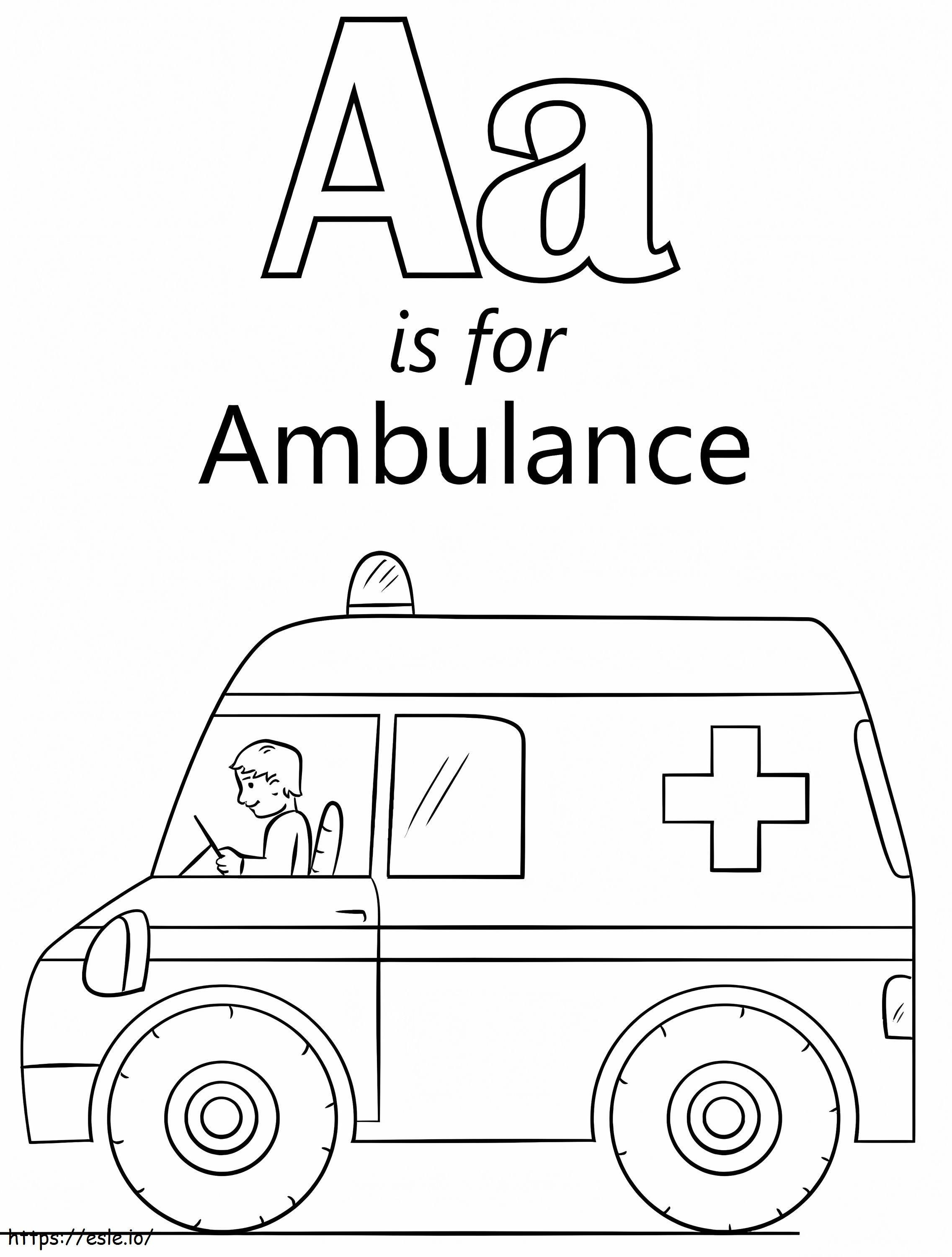 Ambulance Letter A coloring page