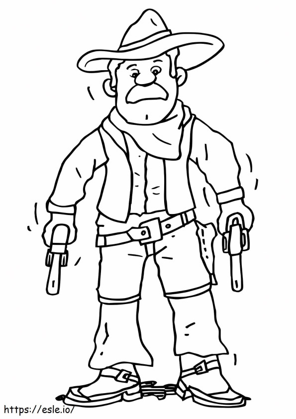 Cowboy Possessing Two Firearms coloring page