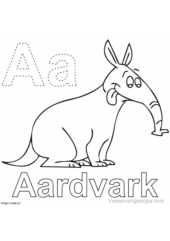 Aardvark Letra A para colorear