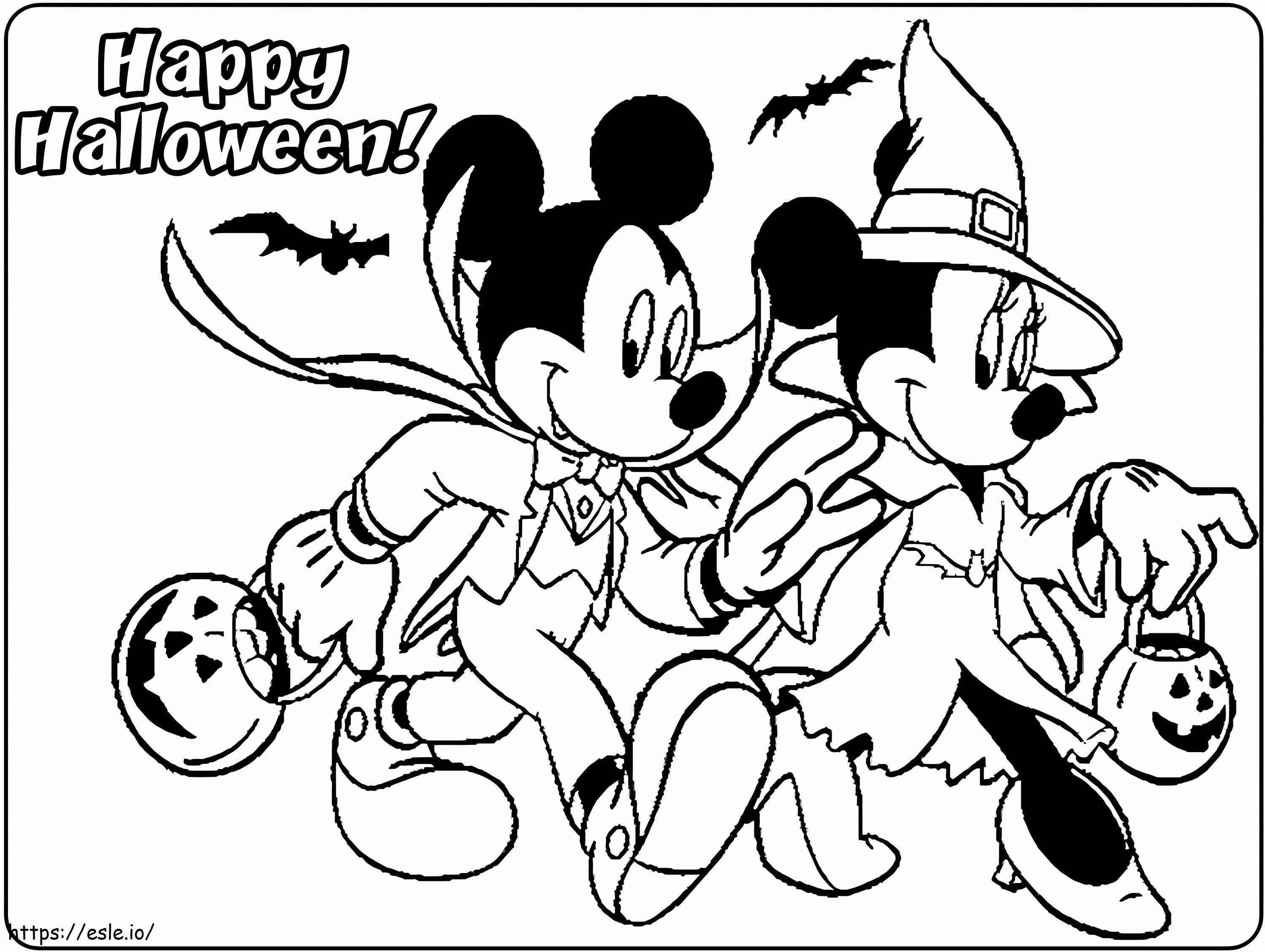 Coloriage Halloween Mickey et Minnie à imprimer dessin