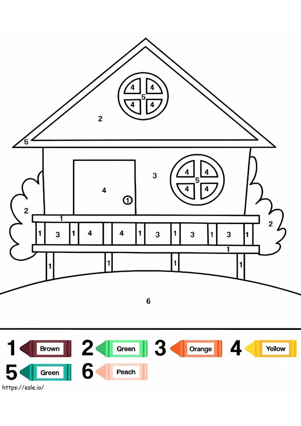 One House Color By Number coloring page