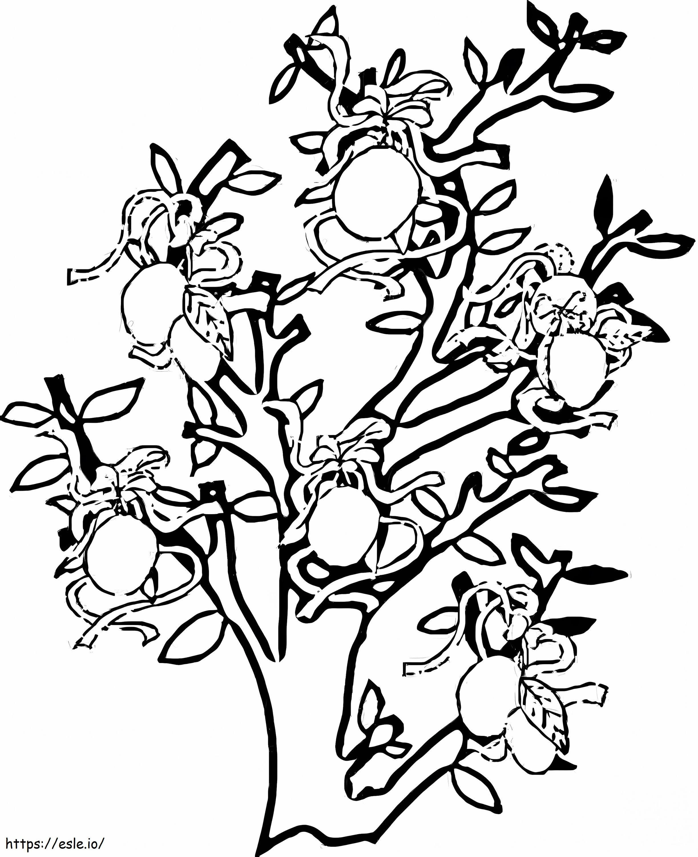 Piirrä sitruunapuu värityskuva