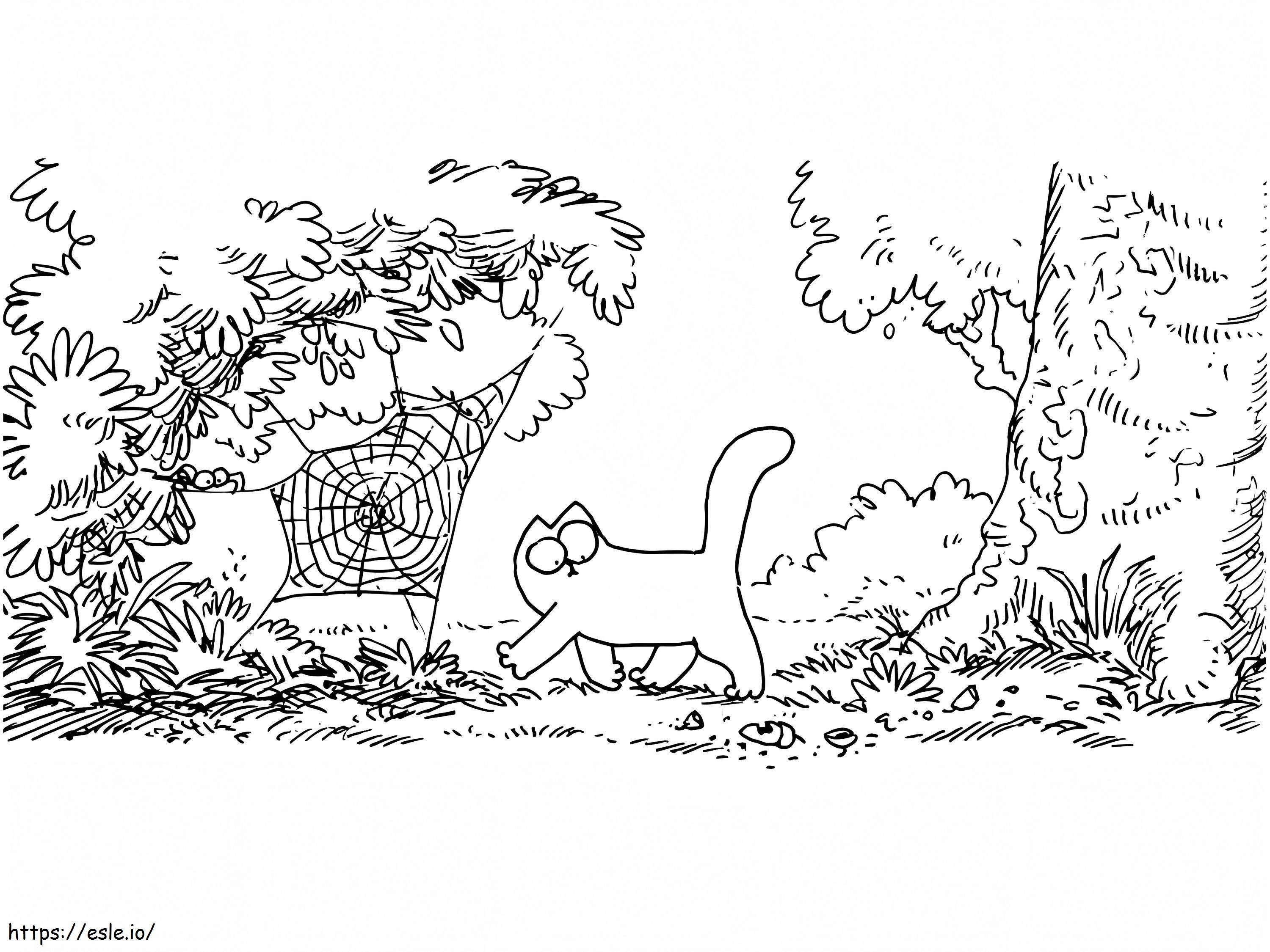 Simonin kissan kävely värityskuva