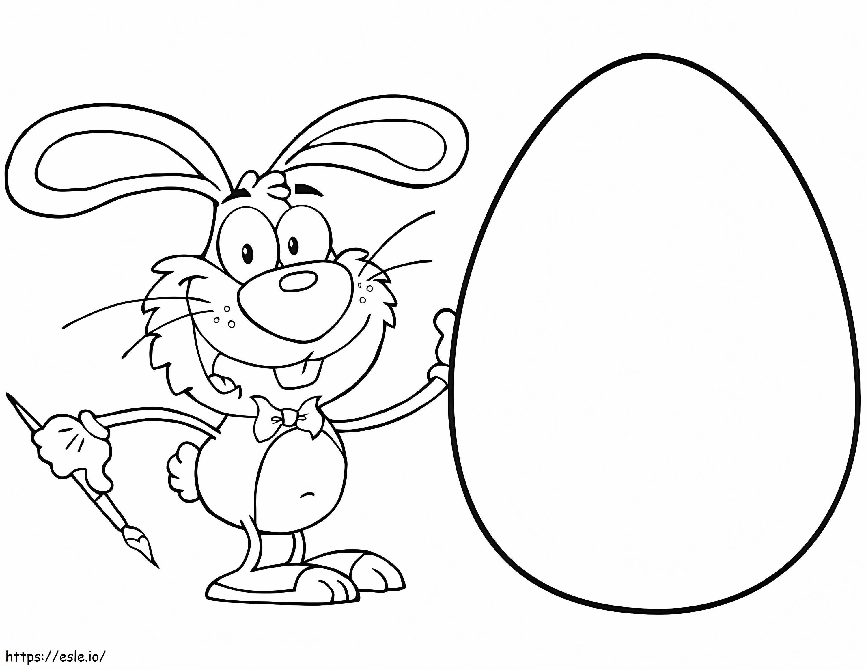 Coelho de Páscoa com ovo grande para colorir