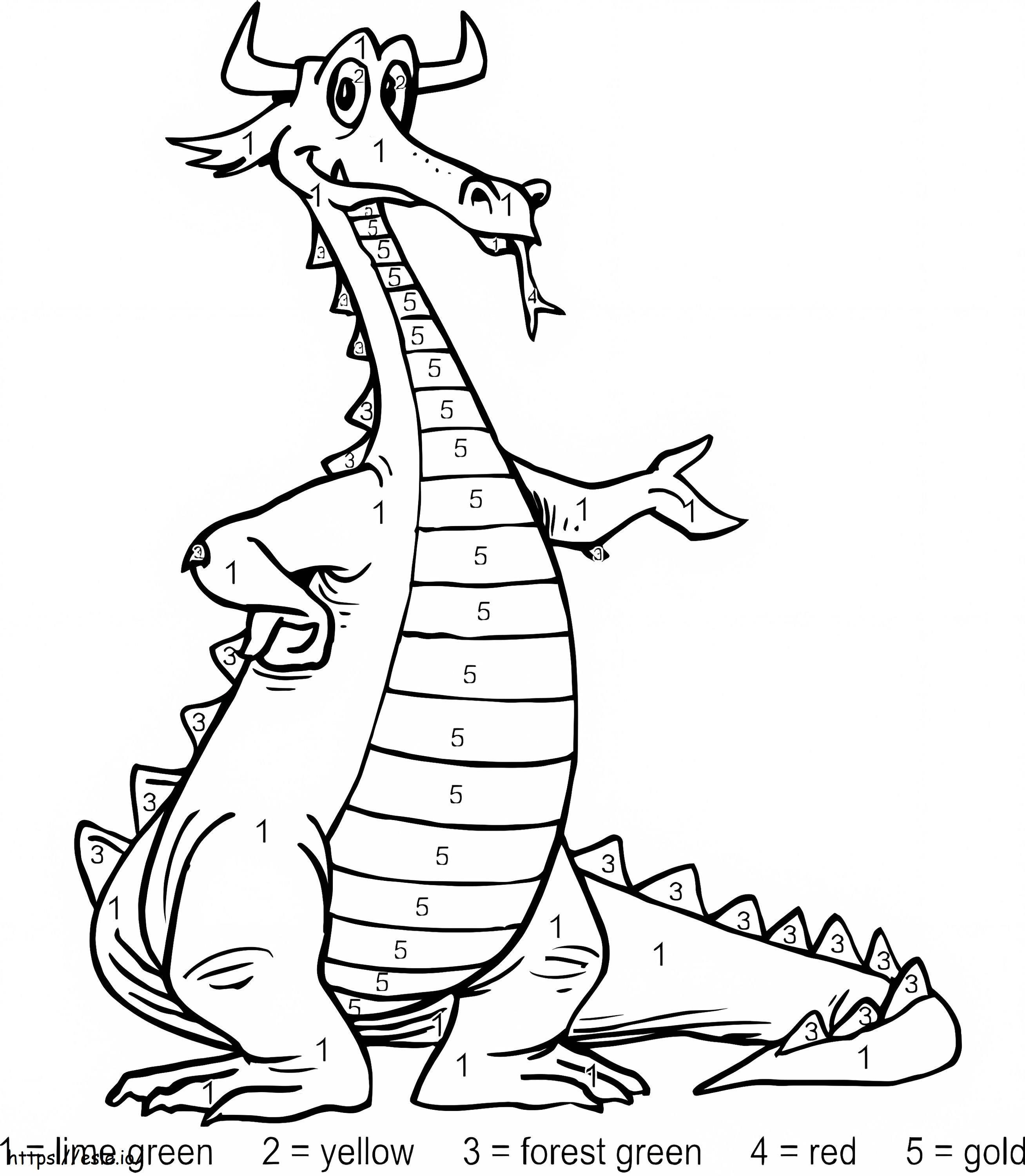 Dragon de desene animate Color după număr de colorat