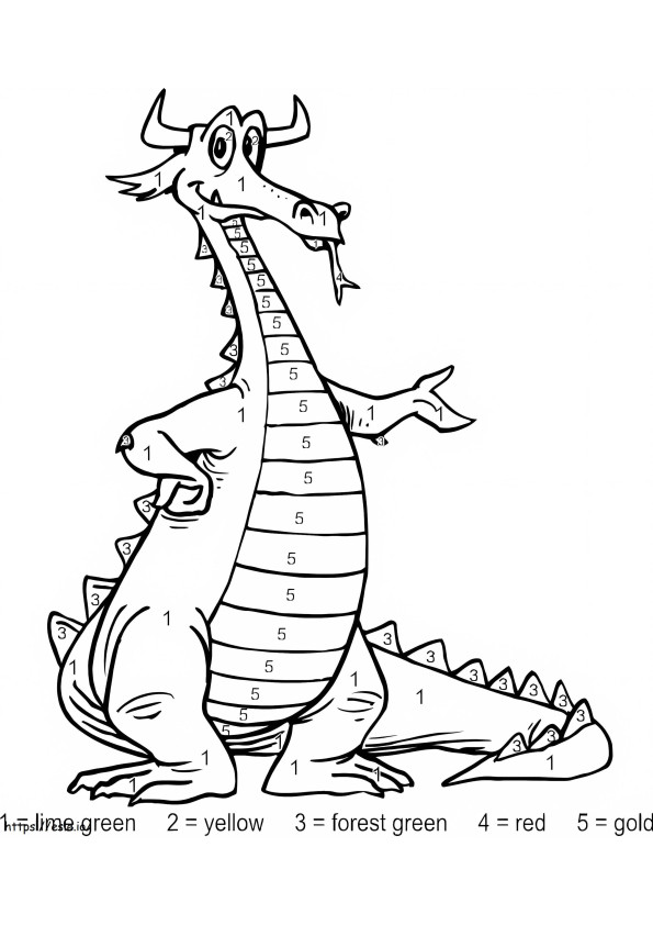 Cartoon Dragon Color By Number coloring page