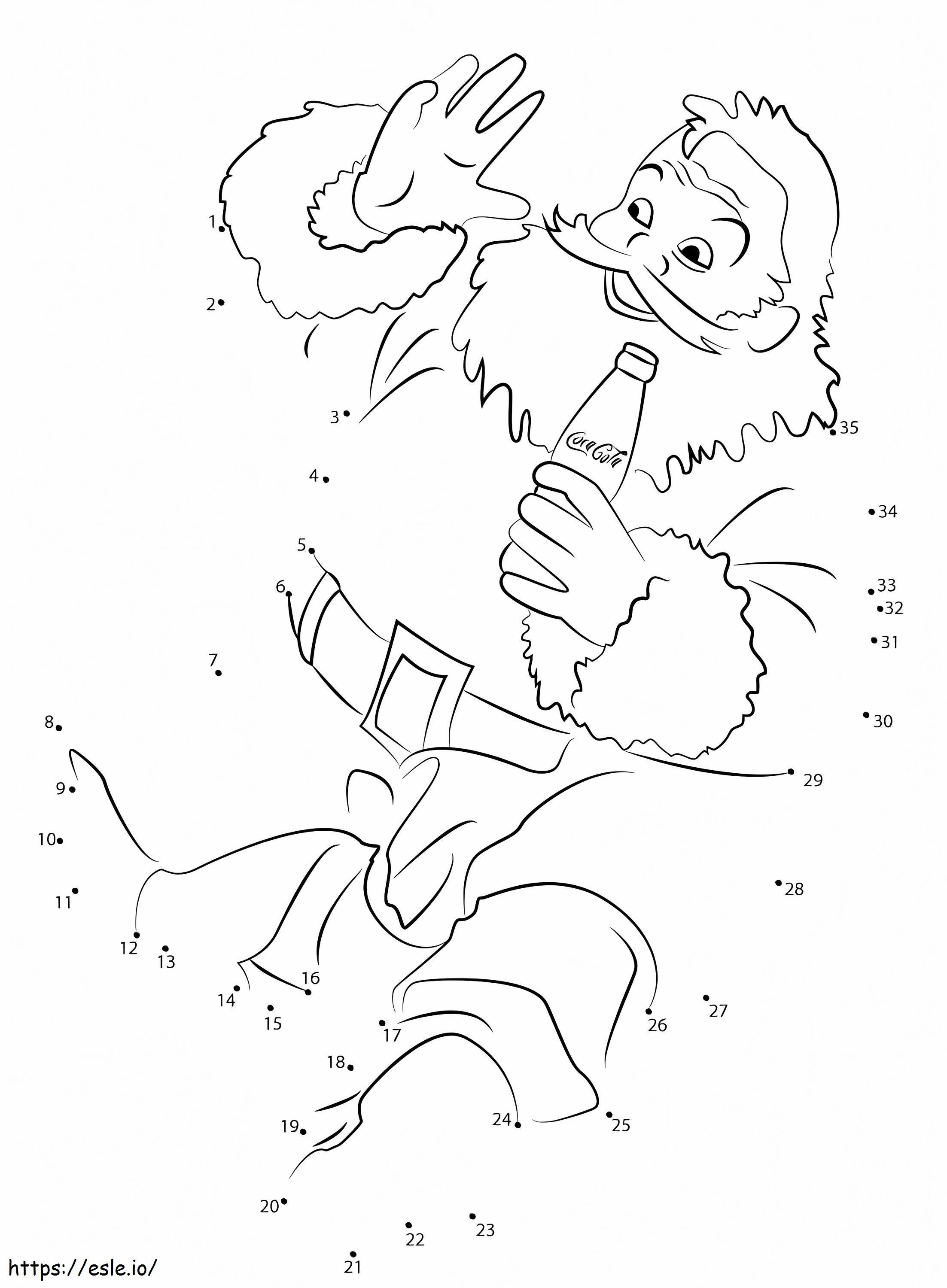 Papai Noel bebendo refrigerante ponto a ponto para colorir