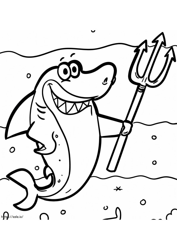 Shark With Trident coloring page